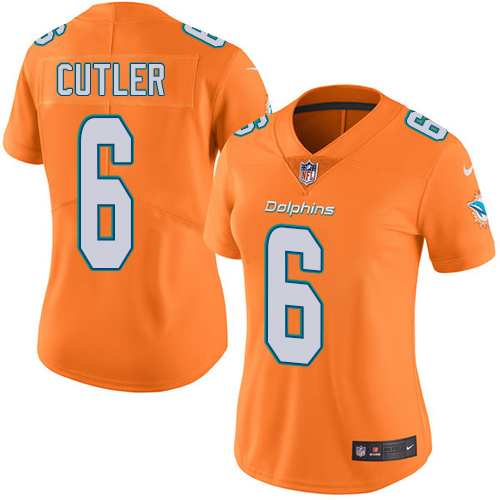 Nike Dolphins #6 Jay Cutler Orange Women's Stitched NFL Limited Rush Jersey